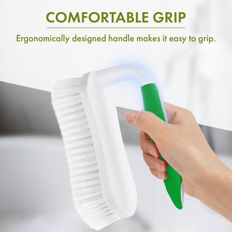 Amazer Scrub Brush for Cleaning Comfort Grip Shower Scrubber Stiff Bristles with Handle Heavy Duty Cleaner Brush for Tub Sink Carpet Floor - Pack of 2 (Green+Green) - Image 2
