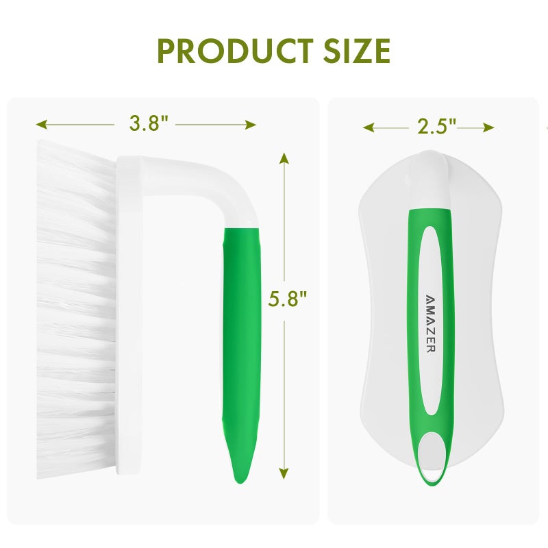 Amazer Scrub Brush for Cleaning Comfort Grip Shower Scrubber Stiff Bristles with Handle Heavy Duty Cleaner Brush for Tub Sink Carpet Floor - Pack of 2 (Green+Green) - Image 3