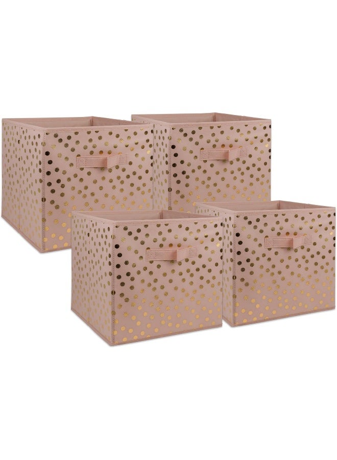 DII Non Woven Storage Collection Polka Dot Collapsible Bin Small Set 11x11x11 Cube Pink  Gold 4 Piece - Image 4