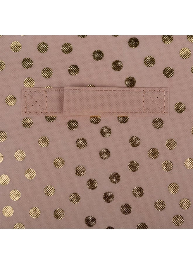 DII Non Woven Storage Collection Polka Dot Collapsible Bin Small Set 11x11x11 Cube Pink  Gold 4 Piece - Image 5
