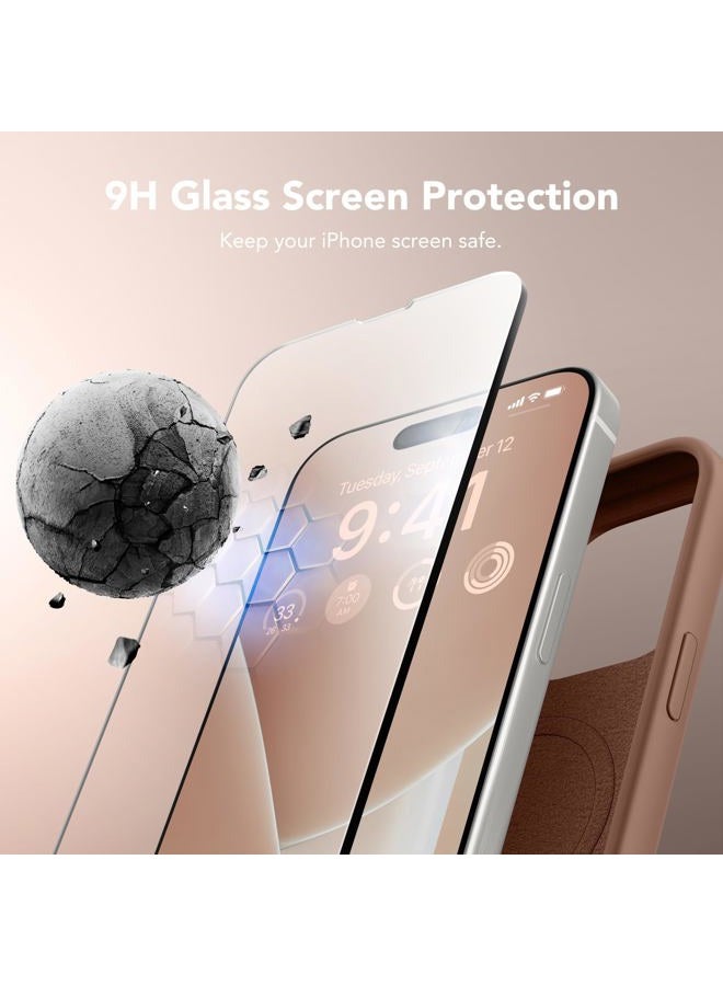 GONEZ لهاتف iPhone 15 Pro Max - جراب سيليكون، متوافق مع ماغسيف، واقي كاميرا + واقي شاشة، بطانة ميكروفايبر ناعمة مقاومة للخدش، جراب هاتف مقاوم للصدمات من السيليكون السائل، بني - Image 4