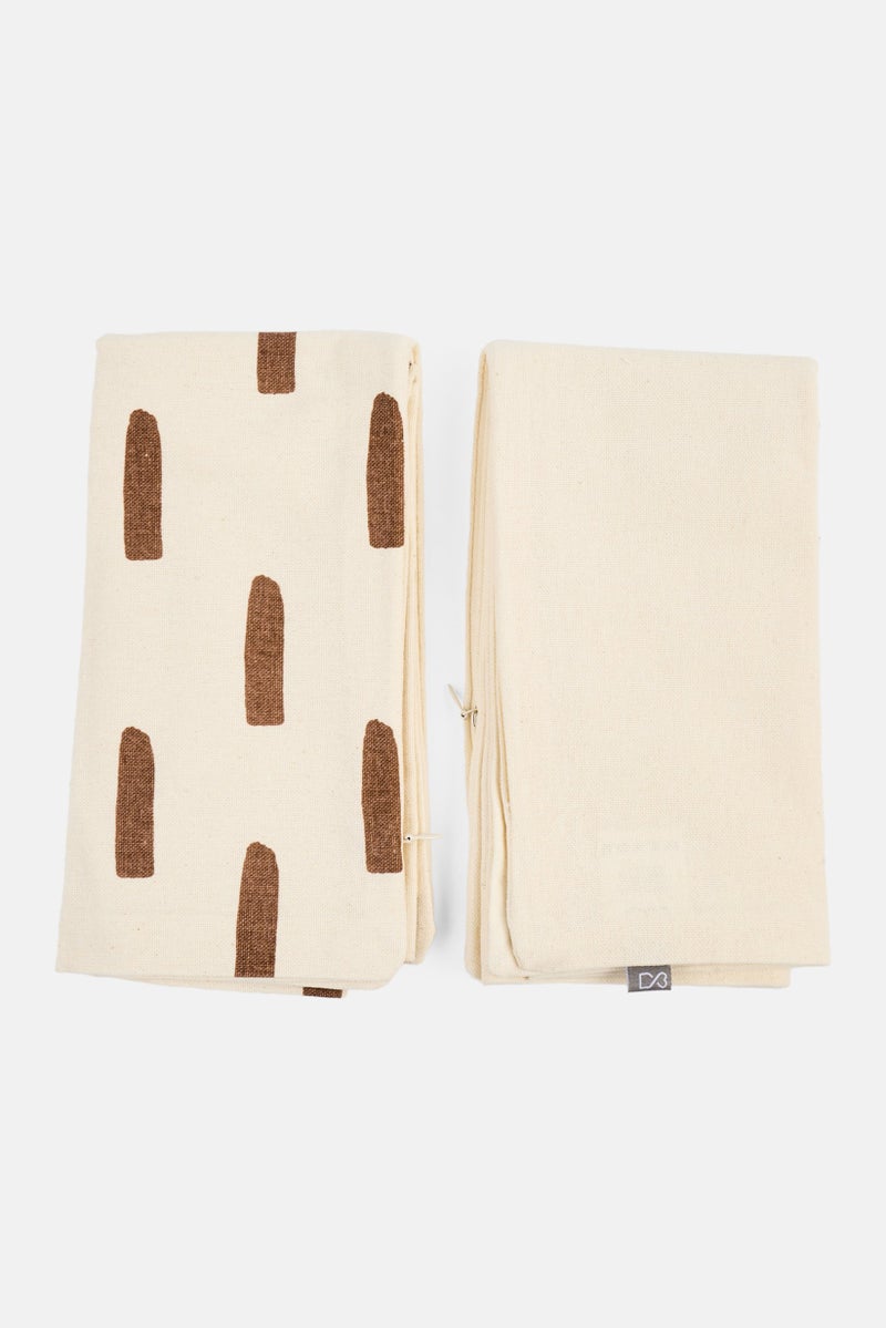 Muy Mucho 2 Pcs Printed  Cushion Covers 45 x 45 cm, Brown  - Image 1