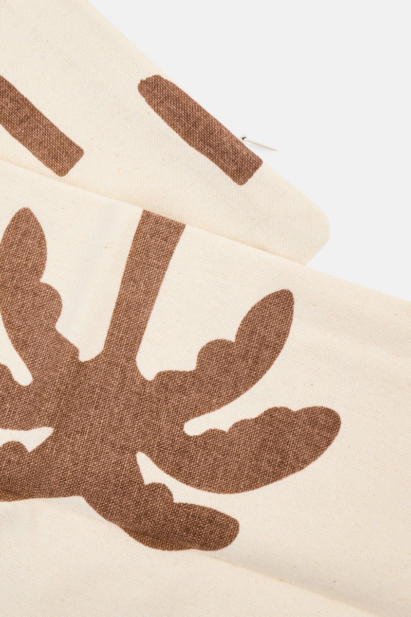 Muy Mucho 2 Pcs Printed  Cushion Covers 45 x 45 cm, Brown  - Image 3