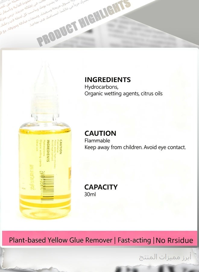 2 Pcs Lace Wig Glue Remover & Toupee Tape Remover, 30ml Fast-Acting Adhesive Dissolver with Precision Nozzle, Gentle Hair Extension Removal Solution for Lace Wigs, Toupees, Hair Systems (Clear & Yellow) - Image 2