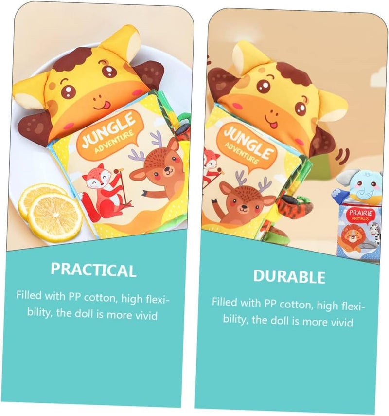 Excefore Cloth Book Cognition Training Book, Montessori Teaching Animal Cognition Book, Interactive Cloth Book Handwritten Peach Skin Baby Touch - Image 2