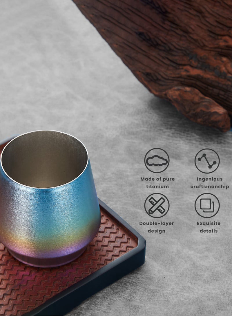 LETIOSA أكواب قهوة تيتانيوم مزدوجة الجدران 200 مل - كوب مائل مثالي، كوب إسبرسو وكوب شاي معزول للسفر، والتخييم، والمكتب، وديكور المنزل - إكسسوارات مكتبية أنيقة - Image 4