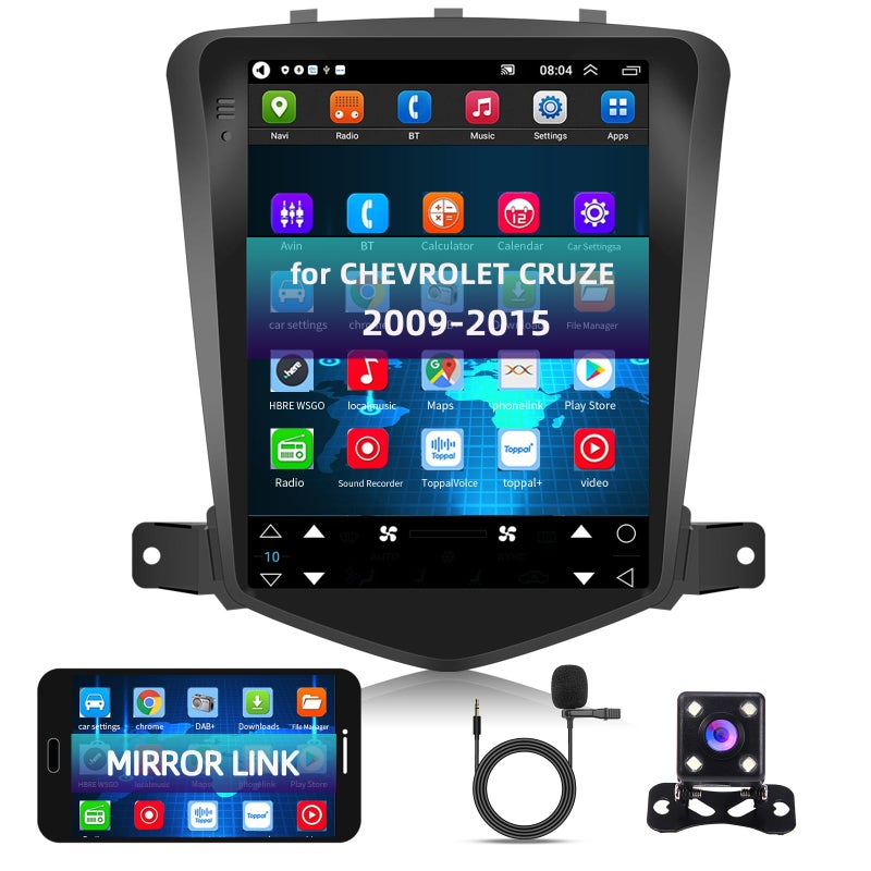 راديو سيارة أندرويد 97 بوصة لشيفروليه كروز 2009-2015 مع شاشة لمس HD سريعة الاستجابة وGPS ونظام صوتي مع تحكم في عجلة القيادة