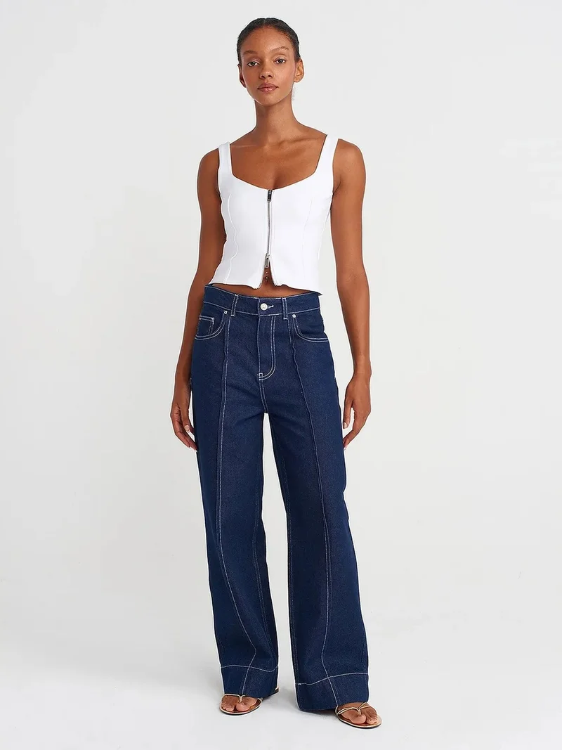 ديلفين DILVIN Sleeveless Square-Neck Crop Top