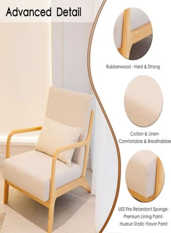 fashionhome Multifunction Mid Century Modern Armrest Side Upholstered Accent Chair Cushioned Sofa Chair Retro Chair with Arm for Office Reception Hall Living Room Garden Balcony Yard Poolside 60x73x70 cm - Image 3