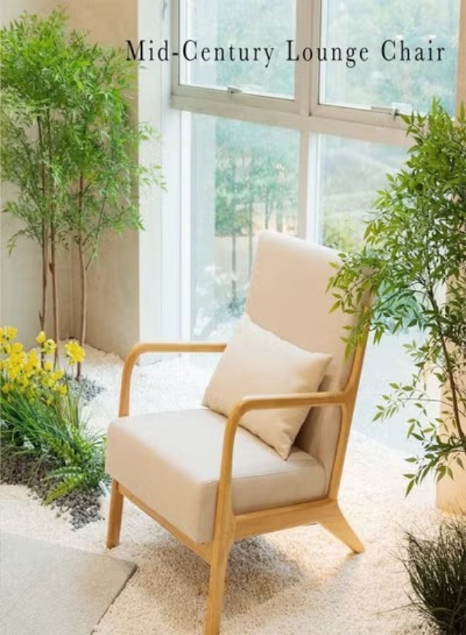 fashionhome Multifunction Mid Century Modern Armrest Side Upholstered Accent Chair Cushioned Sofa Chair Retro Chair with Arm for Office Reception Hall Living Room Garden Balcony Yard Poolside 60x73x70 cm - Image 1