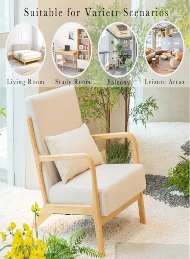 fashionhome Multifunction Mid Century Modern Armrest Side Upholstered Accent Chair Cushioned Sofa Chair Retro Chair with Arm for Office Reception Hall Living Room Garden Balcony Yard Poolside 60x73x70 cm - Image 4