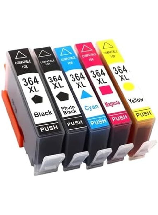 حبر متوافق 364XL 2 أسود، 1 سماوي، 1 أصفر، 1 أرجواني لطابعات Photosmart 6520، 7510، 7515، 7520 - Image 2