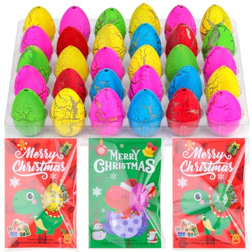 ANPHILE Christmas Party Favors 30 Pack Hatching Dinosaur Eggs with Cards Bulk Christmas Gifts Goodie Bags Classroom Gifts for Kids Students - Image 1