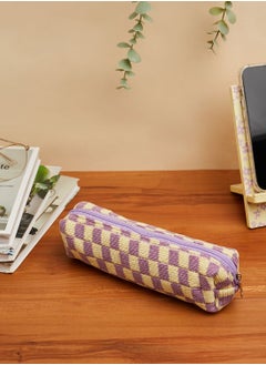 Purple Check Pencil Case
