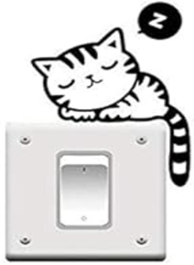 OR 2pcs DIY Funny Cute Cat Switch Stickers Wall Stickers Home Decoration Bedroom Parlor Decoration-xsq