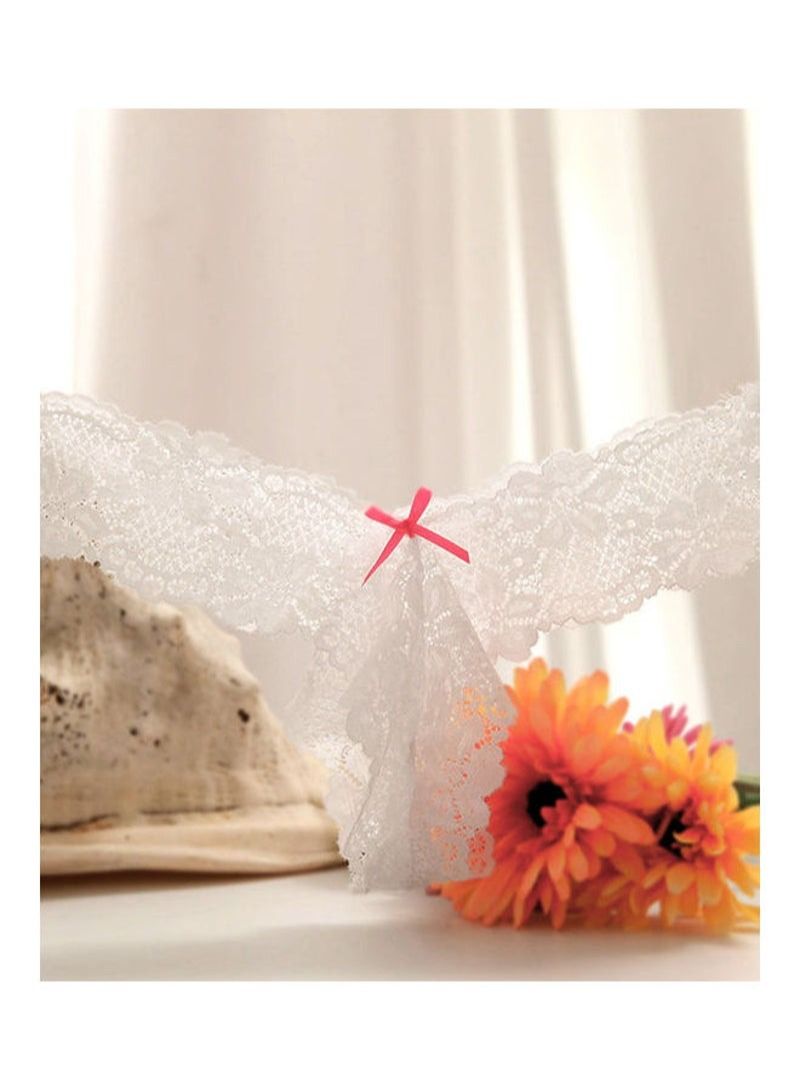 Gemilai Women's  Lace Panties Briefs Underwear Low Rise Knickers Thongs G-String White - Image 1