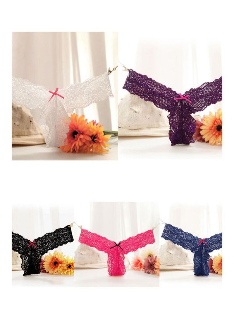 Gemilai Women's  Lace Panties Briefs Underwear Low Rise Knickers Thongs G-String White - Image 3