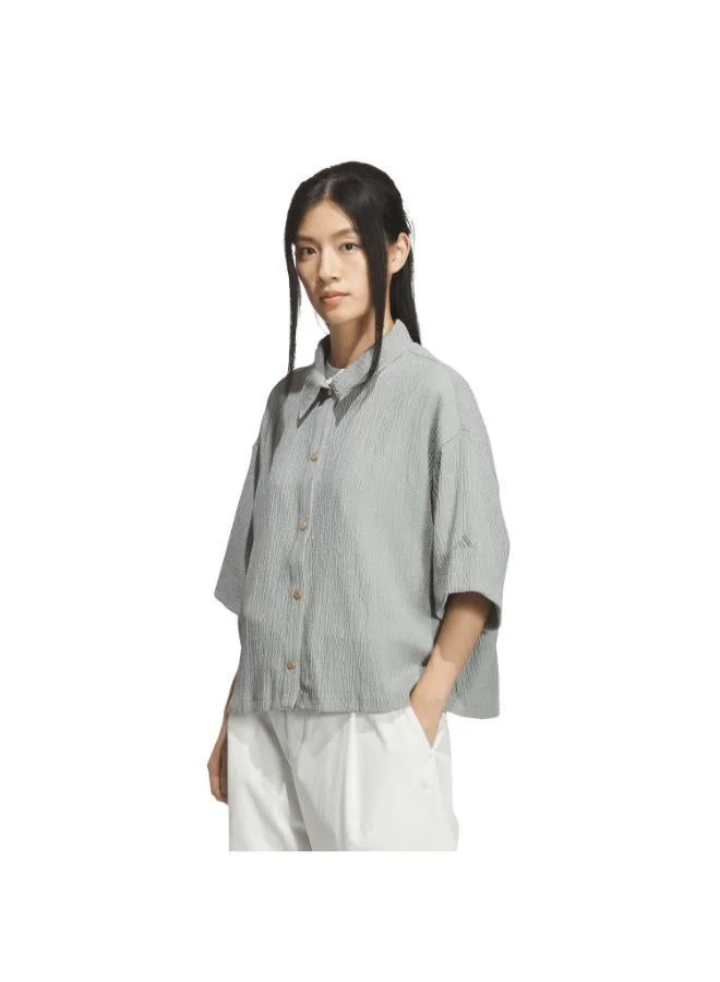 اديداس قميص بأكمام قصيرة SOFTLUX SHEER LOOSE FIT COLLAR