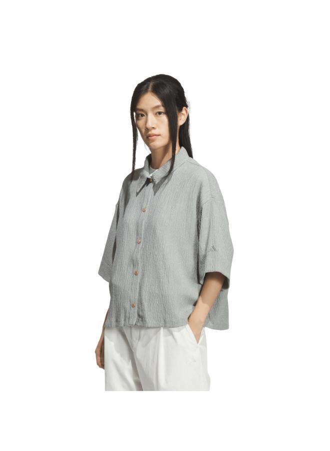 اديداس قميص بأكمام قصيرة SOFTLUX SHEER LOOSE FIT COLLAR - Image 1