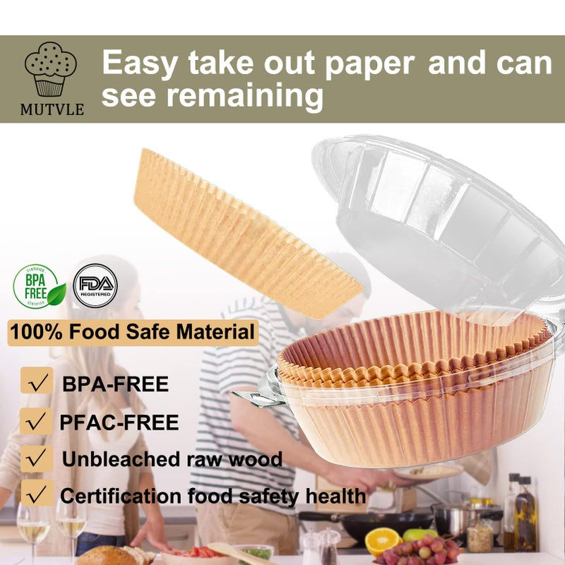 mutvle 10 Inch Air Fryer Disposable Paper Liner Round, [ XXL Size] 100Pcs Parchment Paper Liners for 7QT Air Fryer, Non-stick, Food Grade Baking - Image 5