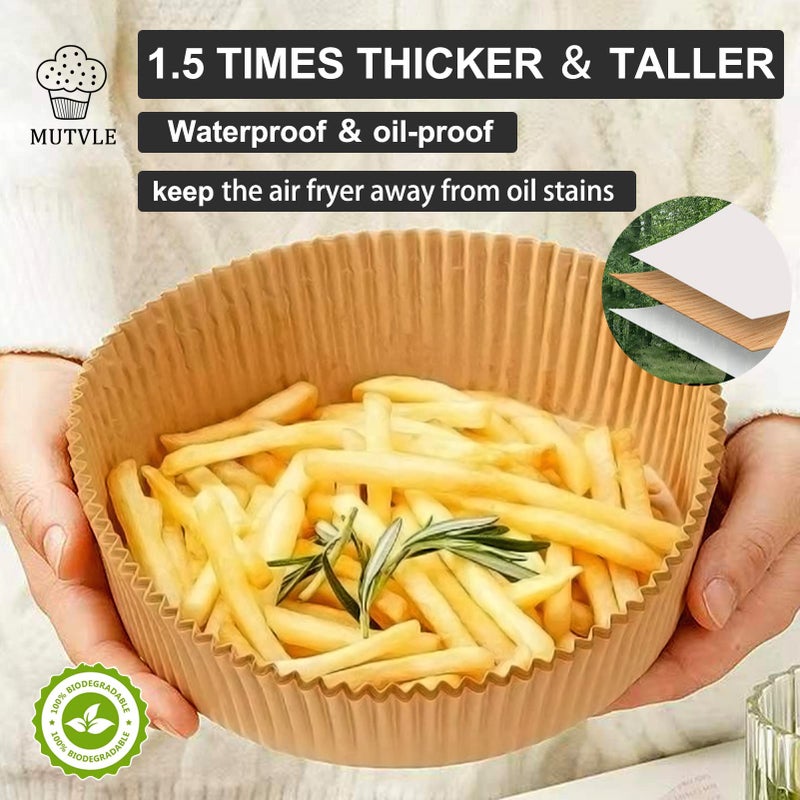 mutvle 10 Inch Air Fryer Disposable Paper Liner Round, [ XXL Size] 100Pcs Parchment Paper Liners for 7QT Air Fryer, Non-stick, Food Grade Baking - Image 4
