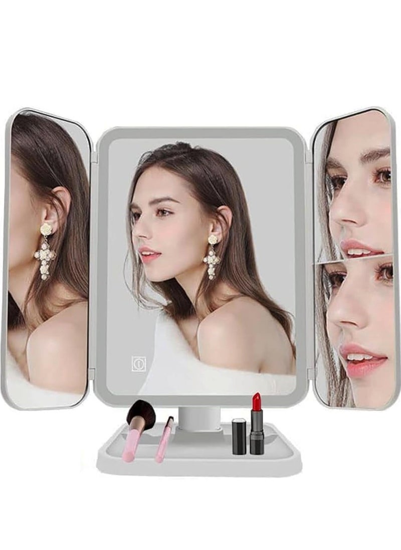 ELTRAZONE LED Makeup Mirror with 3 Color Lighting Modes – 52 LED Trifold Mirror, Portable High Definition Light-Up Cosmetic Mirror | 1x/2x/3x Magnification, Touch Control Design for Flawless Makeup Application - Image 1