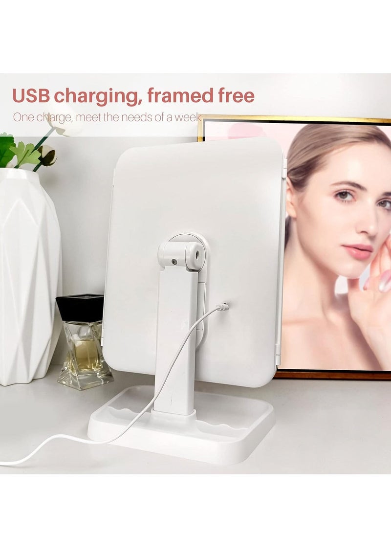 ELTRAZONE LED Makeup Mirror with 3 Color Lighting Modes – 52 LED Trifold Mirror, Portable High Definition Light-Up Cosmetic Mirror | 1x/2x/3x Magnification, Touch Control Design for Flawless Makeup Application - Image 3