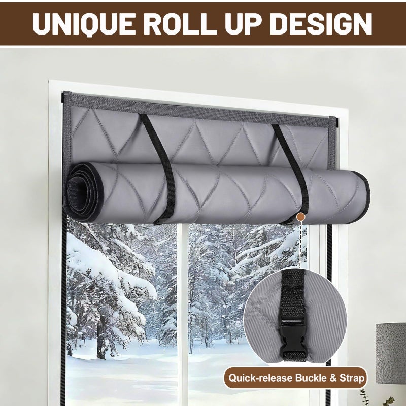 Fivebop Visible Window Insulation Kit for Winter, 3 Layer 39â€ x 63â€ Oxford Cloth Thermal Window Cover, Cotton Filled Weatherproofing Insulated Window Cover to Keep Warmï¼ˆ39 x 63 inch/100 x 160 cmï¼‰ - Image 4