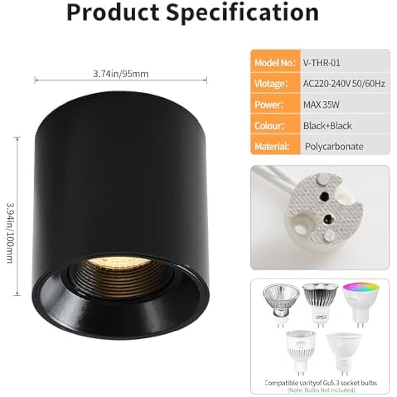 V.nice LED Ceiling Spotlight GU10/GU5.3 Surface Mounted Light Fixture, Polycarbonate Housing, 35W Max, Indoor Wall & Ceiling Lamp for Hallway Kitchen Bedroom – 6 Styles (No Bulb Included) - Image 2