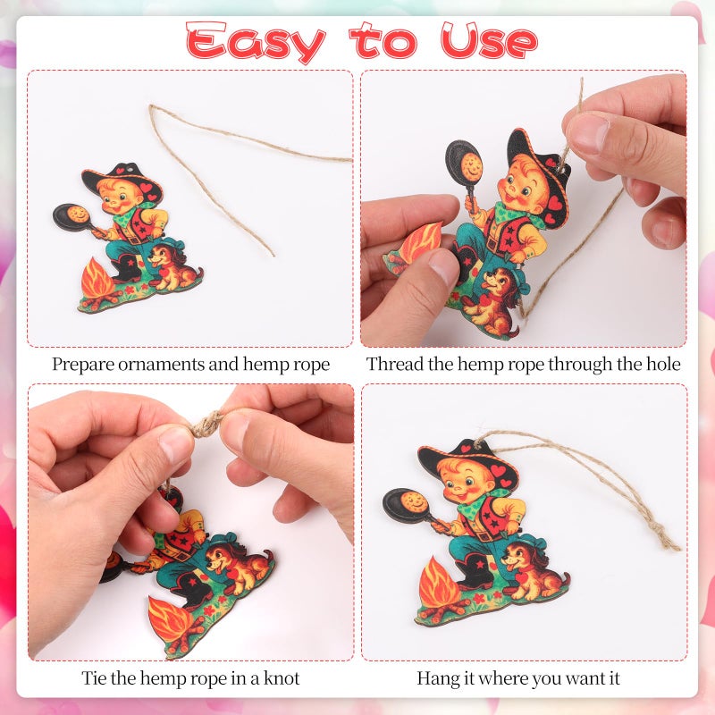 LOAVER 36 Pcs Valentines Day Vintage Hanging Ornaments for Tree Decorations,Wooden Cute Hanging Heart Ornaments for Valentines Party Anniversary Supplies Tree Decor Gifts Exchange - Image 3