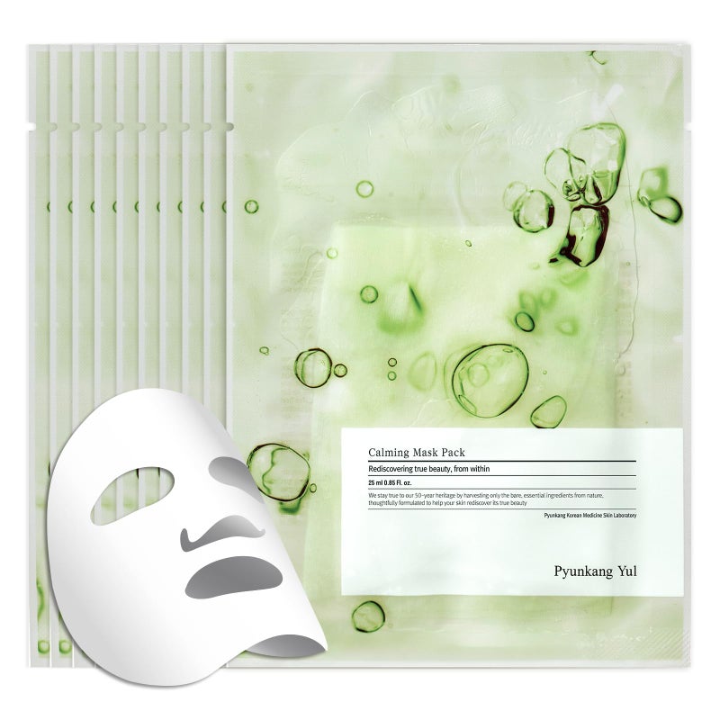 Pyunkang Yul Ceramide Calming Mask Pack 10 PCS  Korean Face Mask Skin Care Products Beauty Face Mask Containing Panthenol Hyaluronic Acid Tea Tree Shea Butter Squalene and Cica KBeauty