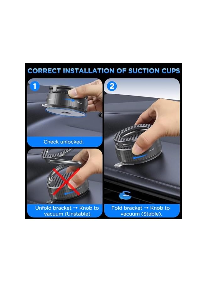 S-TOP Car Phone Holder Compatible with MagSafe, Vacuum Magnetic Phone Mount with Suction Cup - Extra-Long Metal Arm and 360° Adjustable Car Phone Mount, Suitable for All Smartphones and All Vehicle Models - Image 1