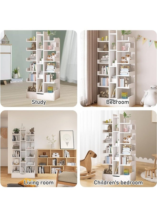 خزانة كتب خشبية مستقلة عالية السعة من ١٠ طوابق، مع منظم رفوف، رف تخزين للمكتب المنزلي، رف عرض منزلي. - Image 5