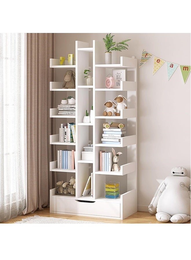 خزانة كتب خشبية مستقلة عالية السعة من ١٠ طوابق، مع منظم رفوف، رف تخزين للمكتب المنزلي، رف عرض منزلي. - Image 1