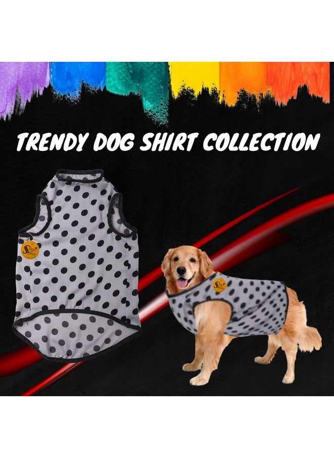Sage Square Funky Soft Material Dog T-Shirt | Cool/Funky Print Pet | Soft Light Weight | Comfortable, Breathable Dog Clothing | Trendy Vest Outfit (Xlarge - 24 Inch) (Polka Grey)  - Image 2