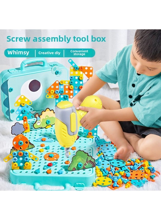 Children's Simulation Screw Twisting Tool Table Multi-function Disassembly And Maintenance Combination Educational Toy Suit Suitcase-Color:Dinosaur Disassembly Screw Tool Box-371pcs [manual Model]]  - Image 3