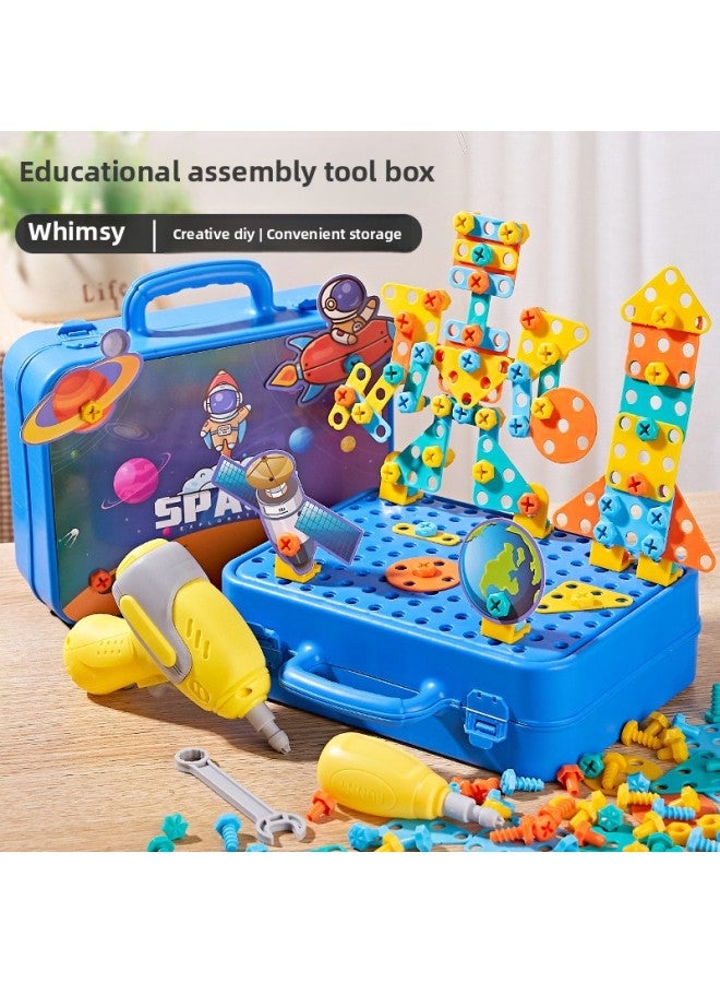 Children's Simulation Screw Twisting Tool Table Multi-function Disassembly And Maintenance Combination Educational Toy Suit Suitcase-Color:Dinosaur Disassembly Screw Tool Box-371pcs [manual Model]]  - Image 2
