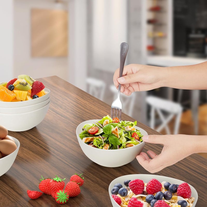 ECOHAGOU 62 Bamboo Fiber Cereal Bows Set of 6 Soup Bowls 24 Oz for Serving Salad Snack Side Dishes Modern Oval Lightweight Bowls for Breakfast Lunch and Dinner Dishwasher and Freezer SafeMatte White - Image 4