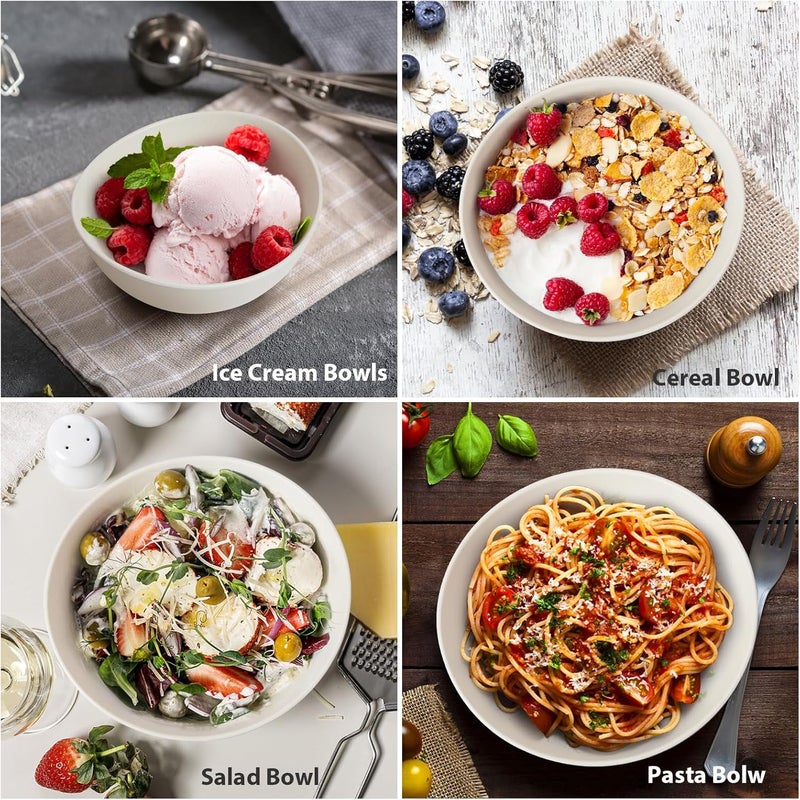 ECOHAGOU 62 Bamboo Fiber Cereal Bows Set of 6 Soup Bowls 24 Oz for Serving Salad Snack Side Dishes Modern Oval Lightweight Bowls for Breakfast Lunch and Dinner Dishwasher and Freezer SafeMatte White - Image 3