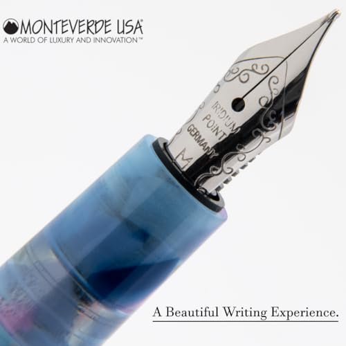 Monteverde MVP Fountain Pen Blue Squares - Stub Nib - Compact & Versatile Mini Pocket Pen - JoWo German-Made Nib - Cartridge & Eyedropper Fill - Image 3