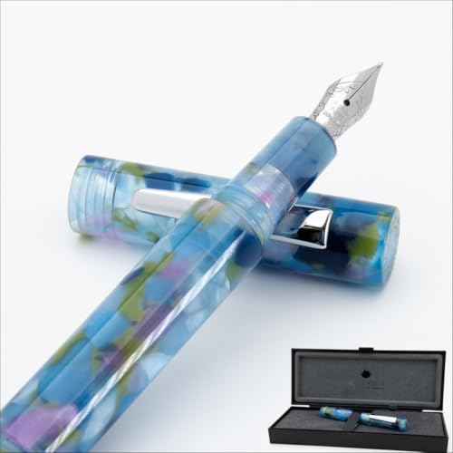 Monteverde MVP Fountain Pen Blue Squares - Stub Nib - Compact & Versatile Mini Pocket Pen - JoWo German-Made Nib - Cartridge & Eyedropper Fill - Image 1