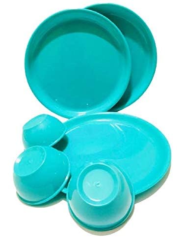 Everbuy® Microwave Safe and Unbreakable Round Full Plates with Bowl - Pack of 3 Plates and 3 Bowl Set-6 Pieces -Green - Image 3