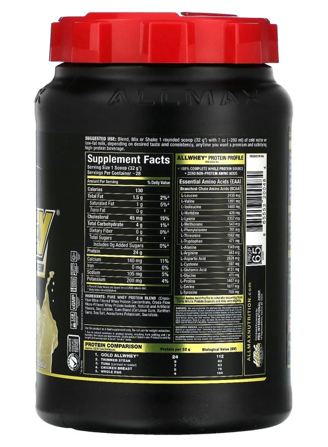 Allmax GOLD ALLWHEY® Premium Whey Protein French Vanilla 2 lbs (907 g) - Image 2