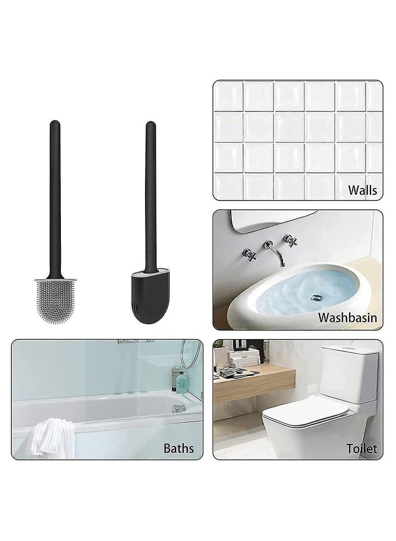 Toilet Brush Set – Toilet Brush Wall-Mounted, 2 Pack, No Drilling, Deep Cleaner Silicone - Image 2