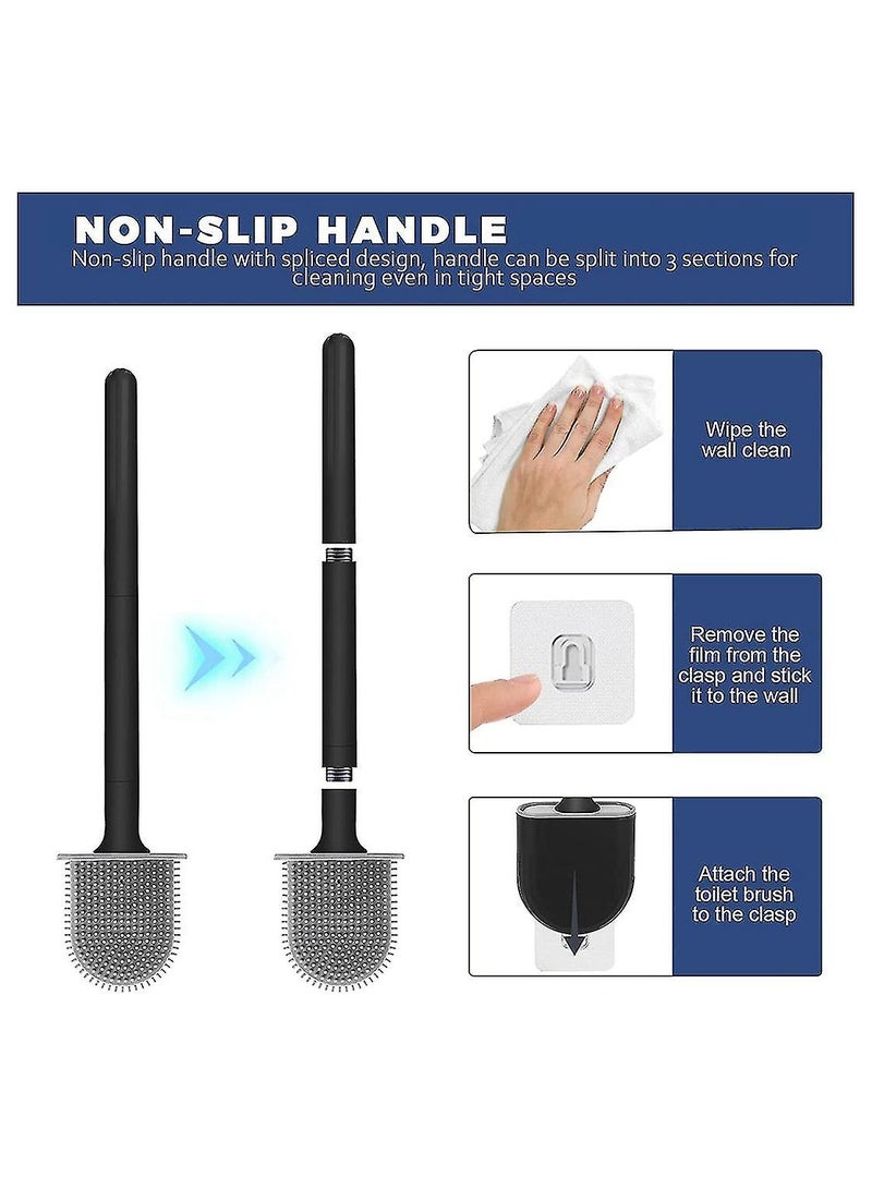 Toilet Brush Set – Toilet Brush Wall-Mounted, 2 Pack, No Drilling, Deep Cleaner Silicone - Image 3