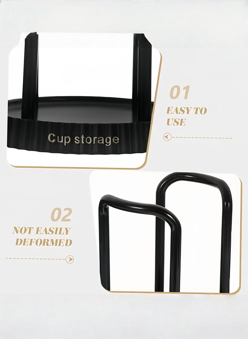 HQ-GAMING Bathroom Cup Dispenser Black Small Disposable Paper Cup Holder Compact Mouthwash Cups Tray for Vanity Countertop Everyday Use Home and Travel - Image 3