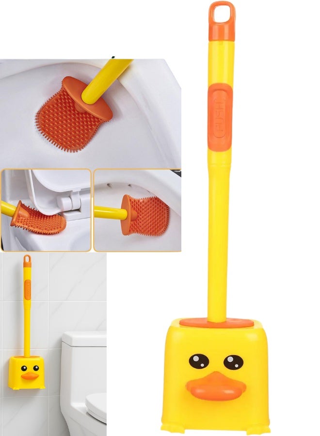 Long Handle Plastic Toilet Brush with Built-in Soap Tank, Wall Mounted Toilet Brush, Bathroom Ideas, Toilet Cleaning Brush, Duck Toilet Brush, Practical Bathroom and Toilet Cleaner - Image 1