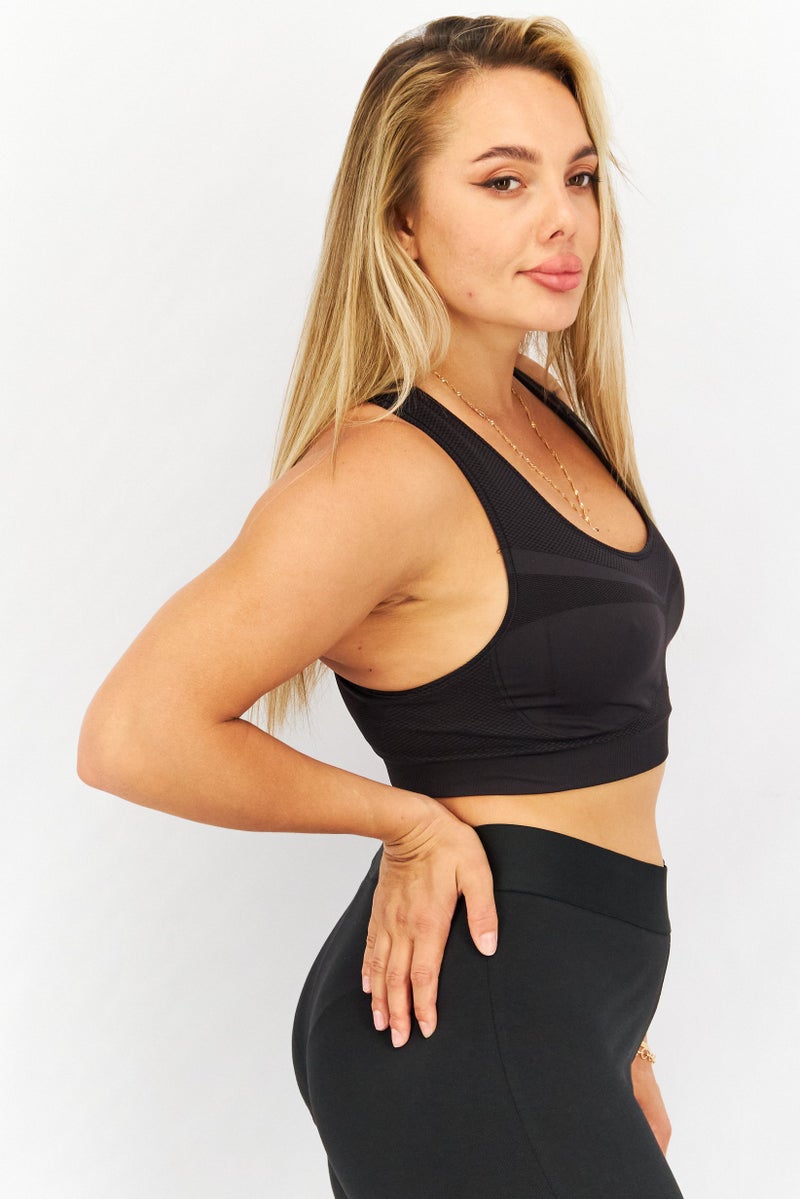 Champion Women Sportwear Fit Seamless Sports Bra, Black - Image 3