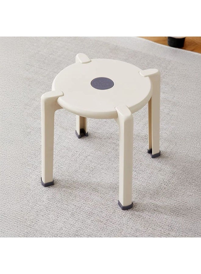 DANUBE HOME Norton Stool Light Weight Single Backless Chair PP Material Modern Design 1 Seater Chair For Living Room Dining Room Indoor Furniture L27xW27xH30cm -White 