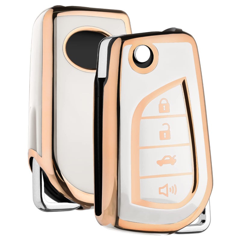 ELOHEI Key Fob Cover for Toyota,Premium Soft TPU 360 Degree Full Protection Key Case Shell Accessories Compatible with Toyota 2018-2022 Corolla SE/LE,Camry SE/LE,RAV4 SE - Image 1